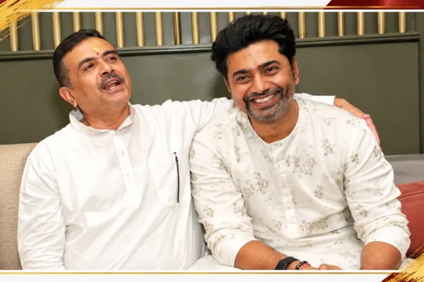 দেবের বাড়ির গণেশ পুজোয় শুভেন্দু অধিকারী, সৌজন্য সাক্ষাতে জমলো আড্ডা