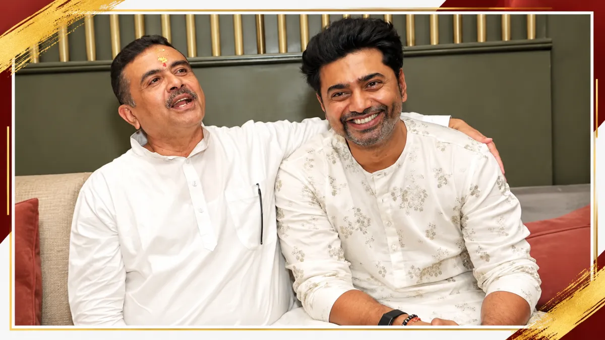 দেবের বাড়ির গণেশ পুজোয় শুভেন্দু অধিকারী, সৌজন্য সাক্ষাতে জমলো আড্ডা